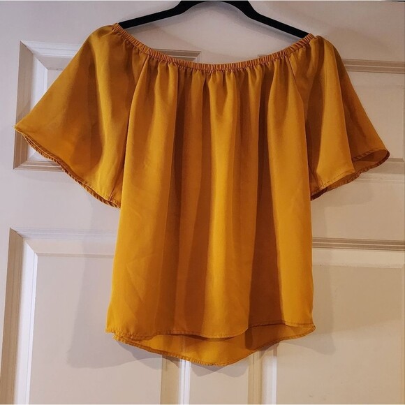 Lily White yellow floral embroidered shirt sleeve blouse S - Picture 4 of 4